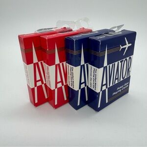 Aviator Poker Size Playing Cards Lot of 4 Deck Packs in Red and Blue NIB Sealed
